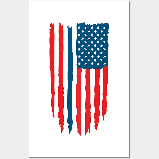 distressed usa flag blue line Wall Art by The Laughing Professor